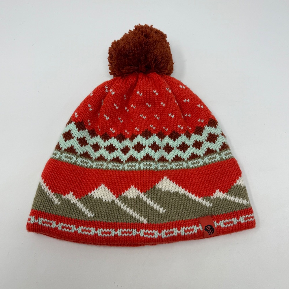 Mountain Hardwear Womens Mountain Graphic Pom Beanie Orange OL8166 One Size